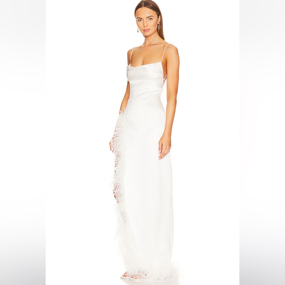Priscilla feather dress in white